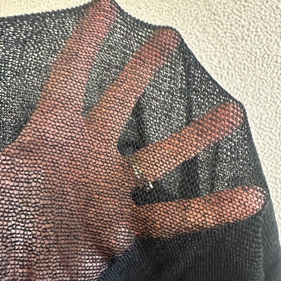 ELEMENTE CLEMENTE Black Wool Oversize Long Sleeve Tunic Top Knit Sheer - Picture 14 of 15